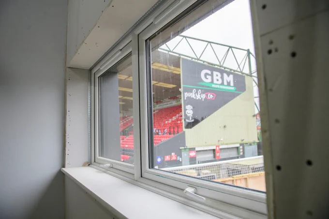 The windows for the building are now installed.