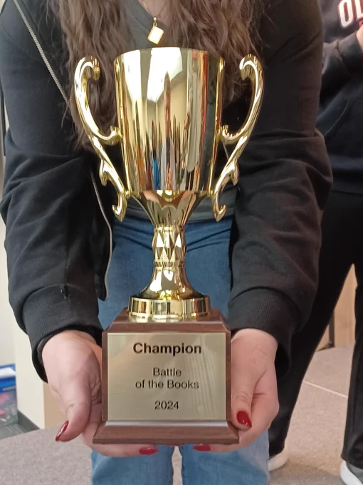 The Champion trophy for Battle of the Books 2024.