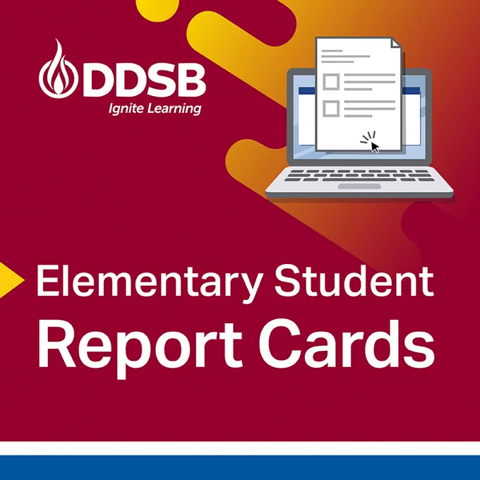 Open laptop with image of report card.