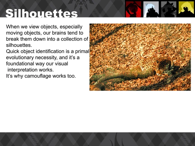 When we view objects, especially moving objects, our brains tend to break them down into a collection of silhouettes. Quick object identification is a primal evolutionary necessity, and its a foundation way our visual interpretation works. It's why camouflage works too.