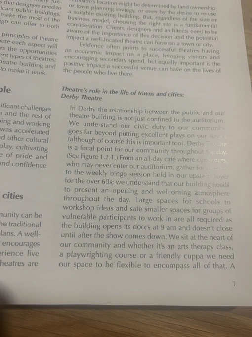 A picture of the section in the book about derby theatre