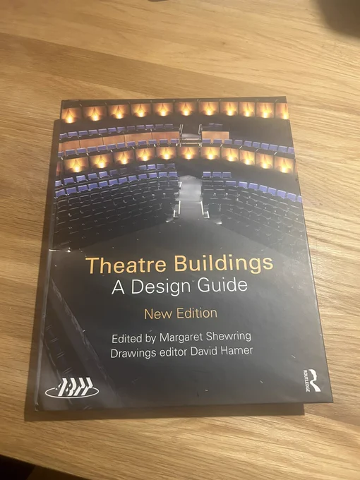 A copy of the book Theatre Buildings A Design Guide