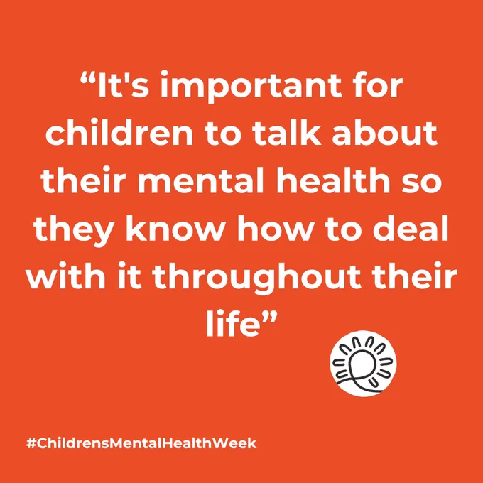 Quote reads: “It's important for children to talk about their mental health so they know how to deal with it throughout their life”