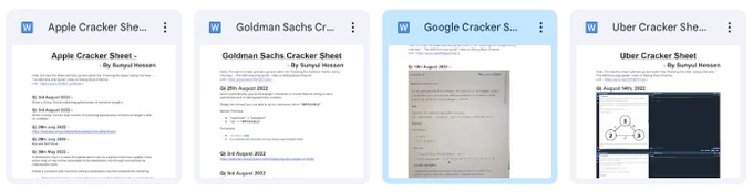 Cracker Sheets of Apple, Goldman Sachs, Google and Uber