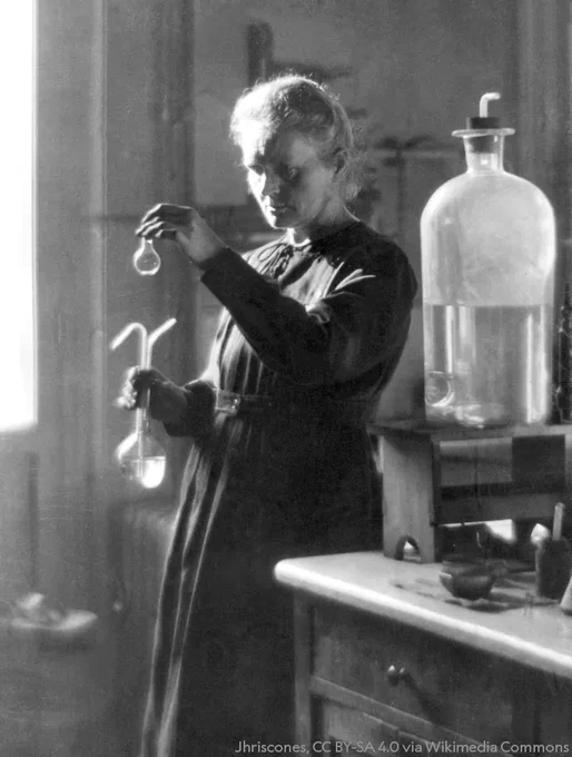 Marie Skłodowska Curie in her laboratory. 