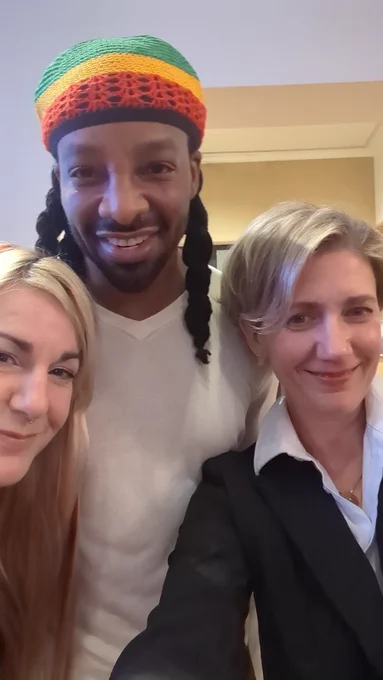 Smiling selfie of Jennifer with Jericho Brown and Paige Ackerson-Kiely. 