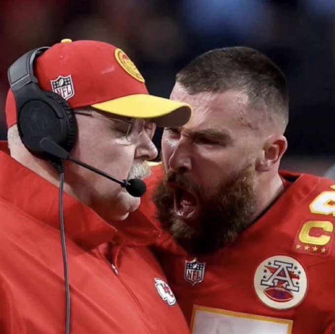 Travis Kelce yelling at his coach