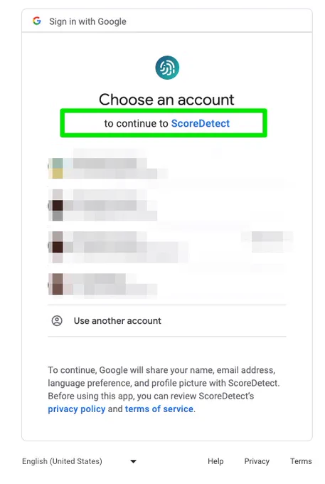 ScoreDetect Google oAuth update