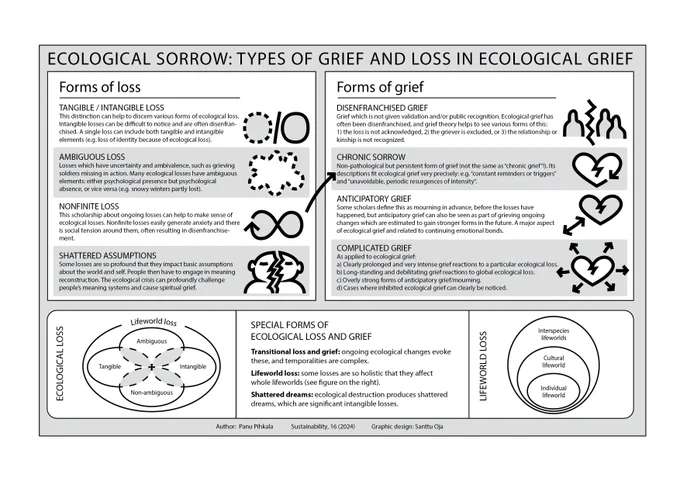 Graphic abstract of research article Ecological Sorrow. All the content is found in text format in the article itself.