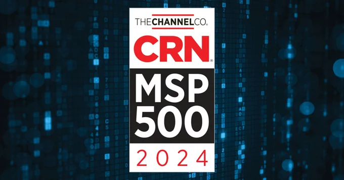 CRN's 2024 MSP 500 logo set against a blue background.