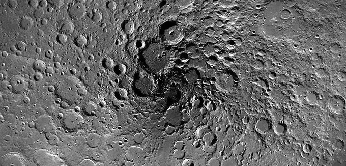 aerial view of craters on the Moon's north pole