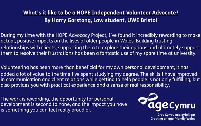 Image with description of being a student Independent Volunteer Advocate