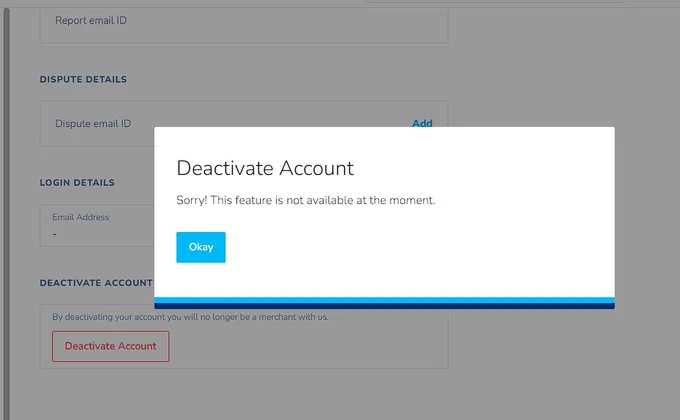 deactivation is not available