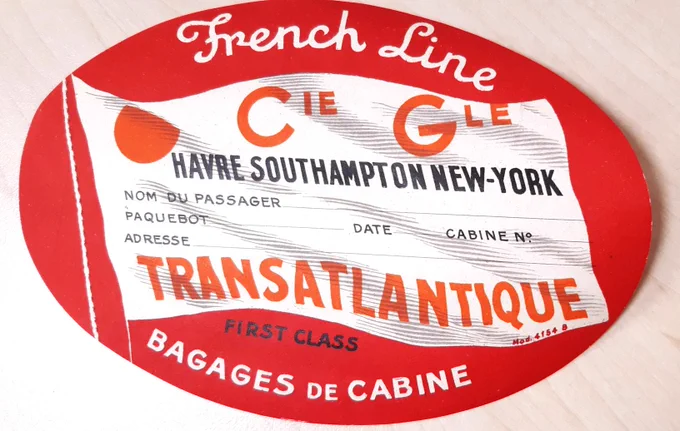 French Line luggage label 1960s