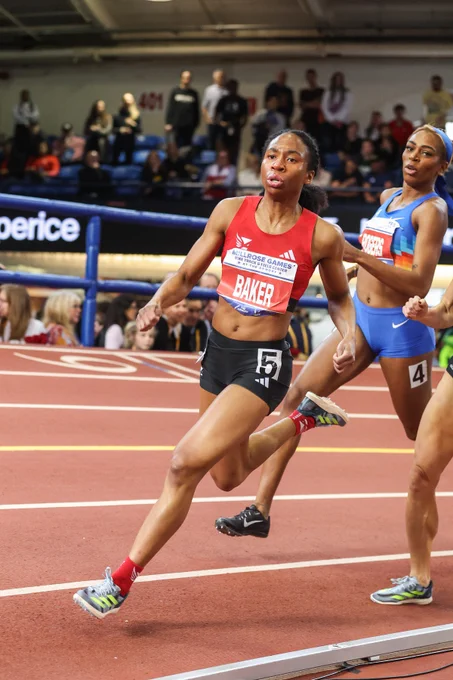 Olivia Baker runs in the women's 800m race at Millrose Games at the Armory indoor track. Photo by Kevin Morris.