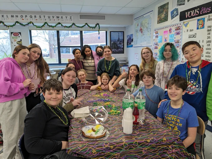 Junior High French Club students celebrate Mardi Gras today!