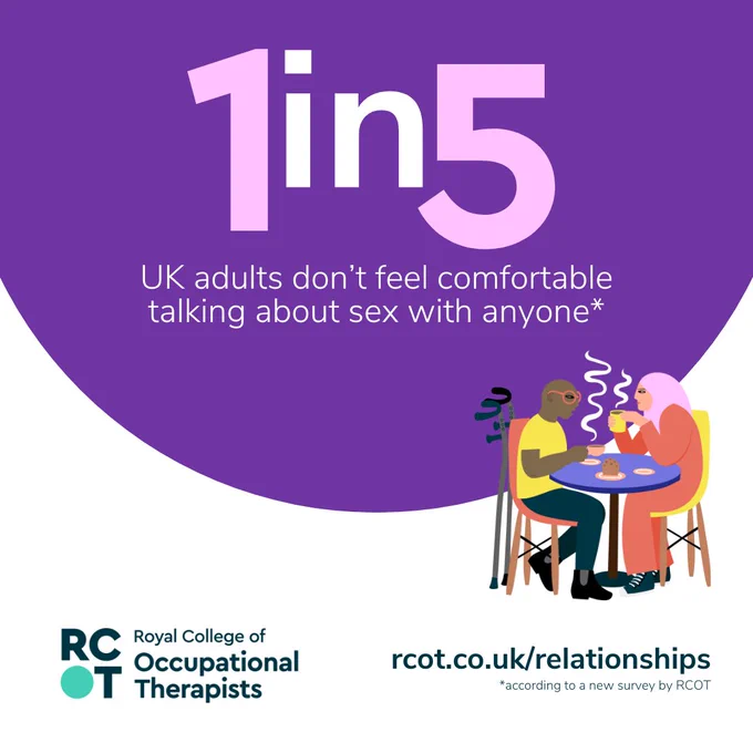1 in 5 UK adults don't feel comfortable talking about sex with anyone. According to a new survey by the RCOT. rcot.co.uk/relationships.