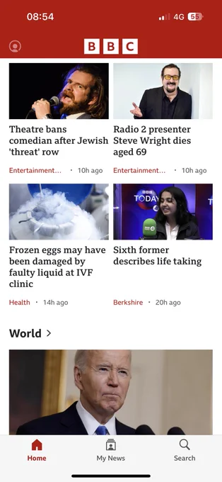 bbc news app showing headline ‘sixth former describes life taking’ image 1 of 2