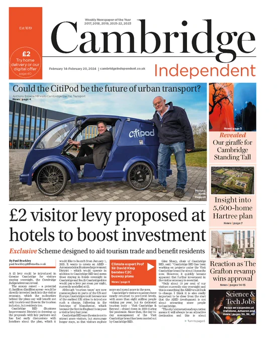 Cambridge Independent front page, February 14-20, 2023
