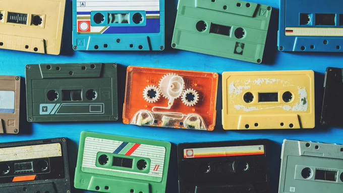 Pile of old cassette tapes