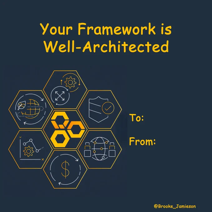 Valentine's Card with the text "Your Framework is Well-Architected" and the Well Architected Framework icon