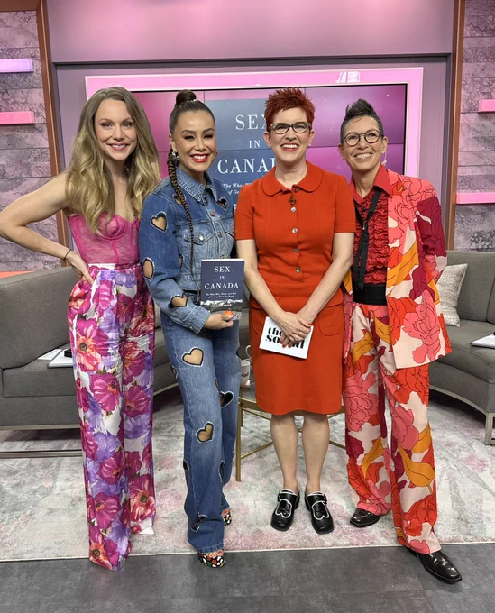 On the set of The Social: Kelsey McEwen, Melissa Grelo, Tina Fetner, Elvira Kurt.