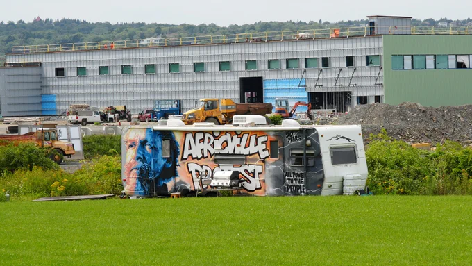 Photo taken in Africville, Nova Scotia, while on a research site visit for Black And Free in August 2023; Keleta-Mae's 2020 "Fire Woman" album cover photo