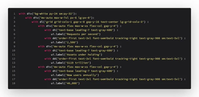 same example written in python using nicegui and tokeo