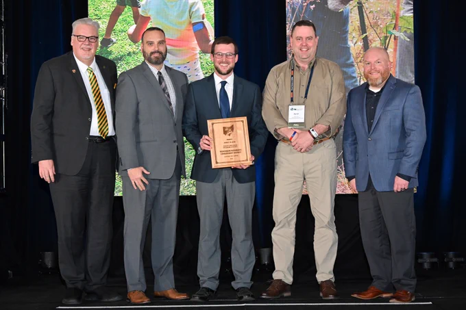 Woody Woodward, OPRA Executive Director, Eric Stechschulte, Dylan Sayre, Aaron Stump, and Nate Eppink, OPRA Board President