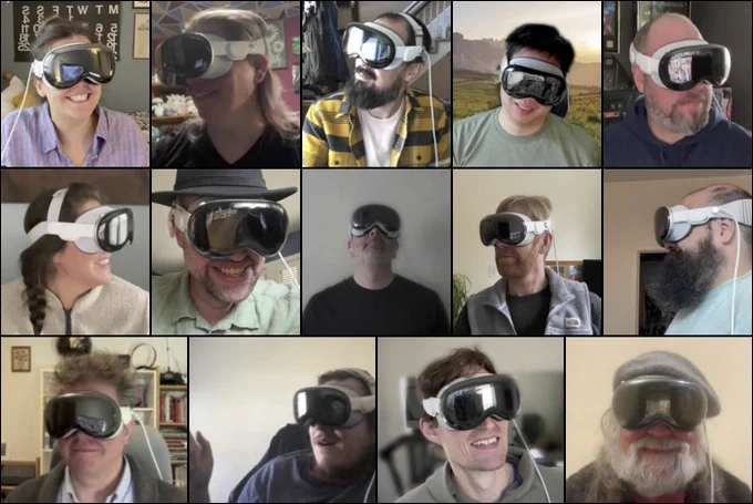 Is this a picture of Omni team members getting ready for a skip trip? No, we're getting prepped for some spatial computing! We've made Apple Vision Pro available as standard equipment for every Omni employee.