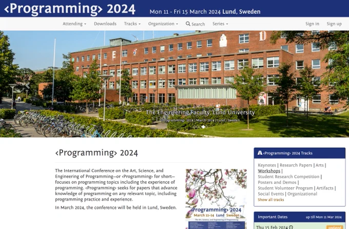 Screenshot of the conference website. The new dates shown are March 11 to 15 2024