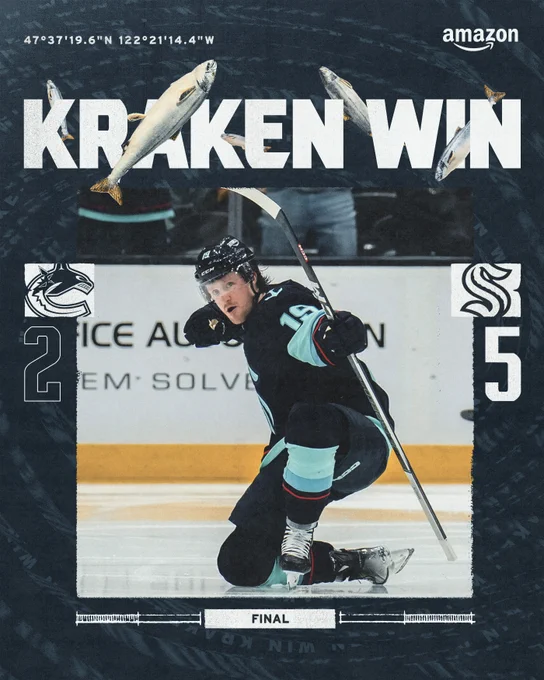 final graphic featuring celly pic of mccann 

5-2, kraken