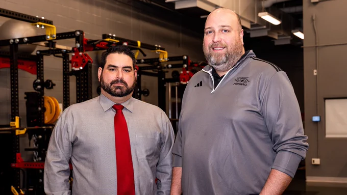 Gryphon football coaches, Joe Cappiello (left) and Matt Berry (right). 

Photo > Christian Bender