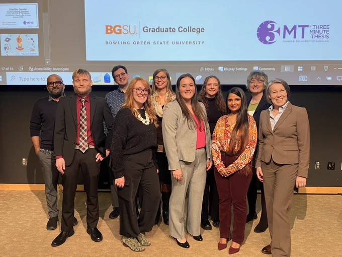 BGSU grad college students give a three minute elevator pitch on their thesis