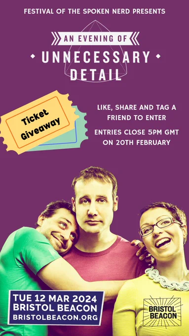 An ad for the ticket giveaway as part of An Evening of Unnecessary Detail