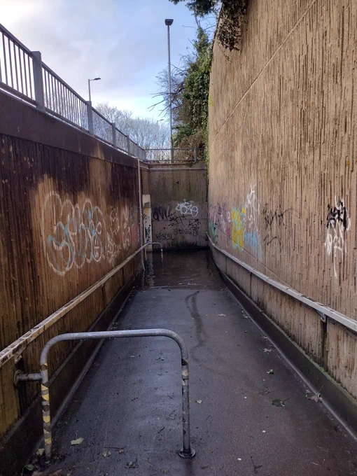 Flooded subway at Alphington Cross