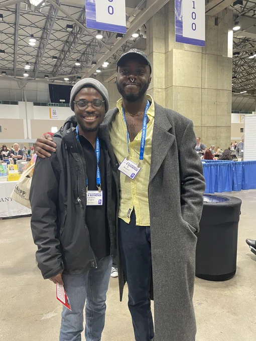 Adefemi with Nigerian writer T. J. Benson