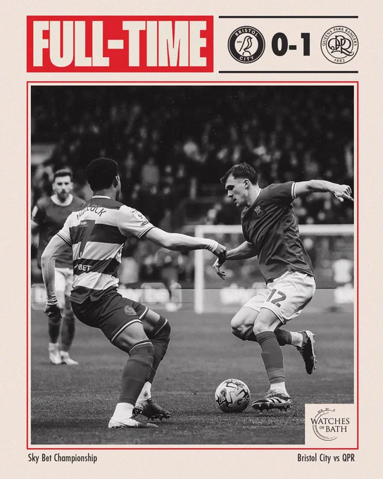 Full-Time: Bristol City 0-1 QPR

Sponsored by Watches of Bath.