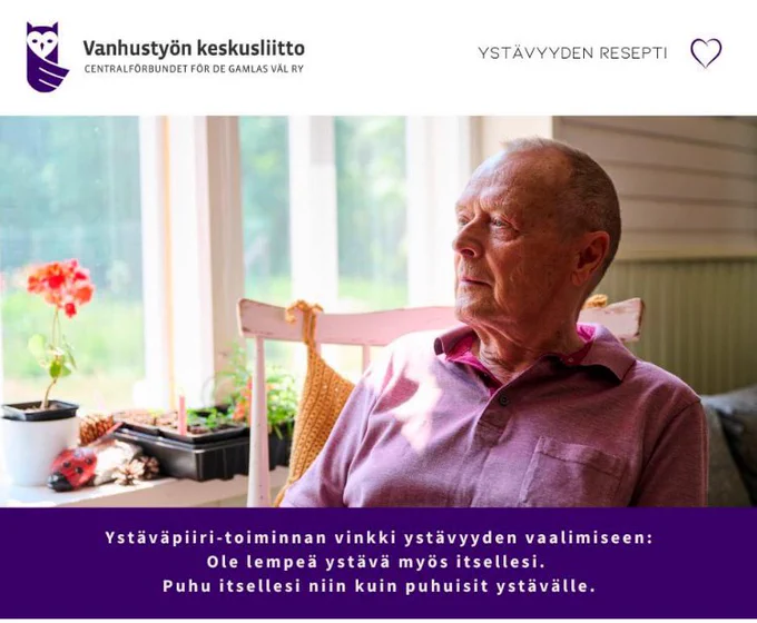 Vanhempi mies istuu keinutuolissa mietteliäänä.