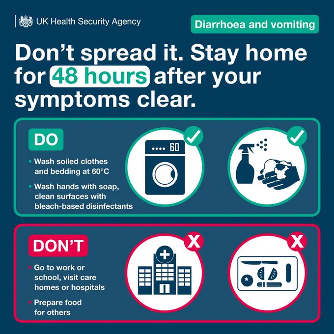 Text reads: Don't spread it. Stay home for 48 hours after your symptoms clear.