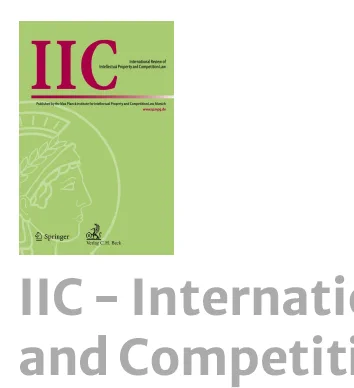 Cover Page of IIC- International Review of Intellectual Property and Competition Law