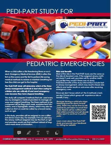 CONTACT INFORMATION: Julie C. Leonard, MD, MPH,  pedipart@nationwidechildrens.org or (220) 216-0009