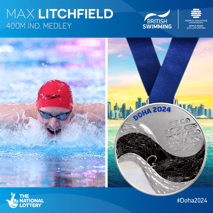 Men's 400m Individual Medley silver medallist, Max Litchfield.
