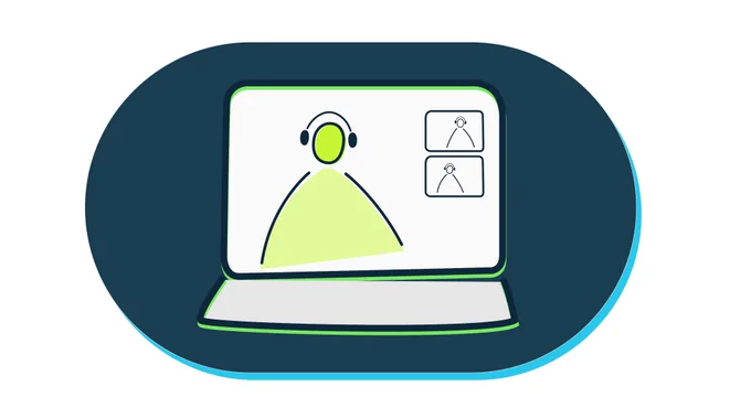 An illustration of people attending a virtual meeting. 