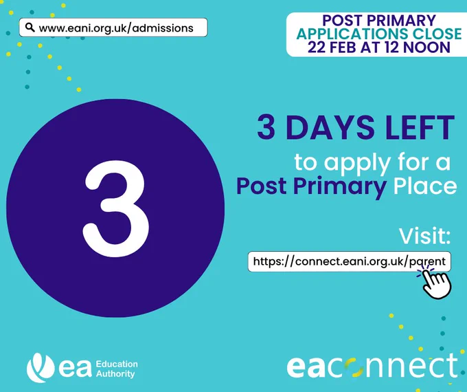 Online applications for a post primary place for September 2024 close this Thursday 22 February at 12 noon. 