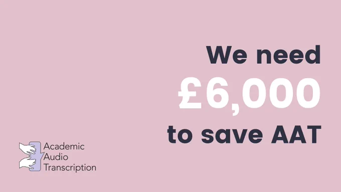 A pink background, with the text "We need £6,000 to save AAT"
