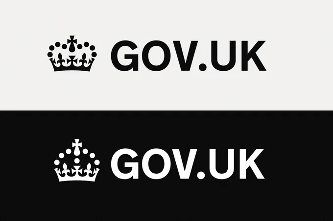 Comparison of GOV.UK logo before (above) and new GOV.UK logo after (below)