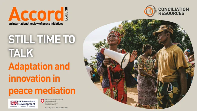 A graphic for Accord issue 30: Still time to talk, adaptation and innovation in peace mediation.