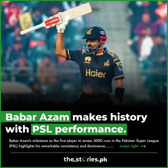 Babar Azam's milestone as the first player to amass 3000 runs in the Pakistan Super League (PSL) highlights his remarkable consistency and dominance in the tournament. With an impressive average of 44.83, Babar's feat underscores his ability to sustain high-level performance across multiple seasons. His tally of 29 fifties and a century further cements his status as a premier batsman in the league. Despite his valiant 68-run innings in a recent match against Quetta Gladiators, Peshawar Zalmi fell short of victory.
