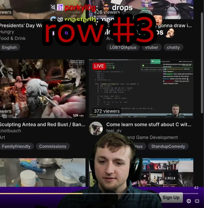 Teej scrolling on "Let's Get Creative" with the 3rd row being him (and he didn't see it)